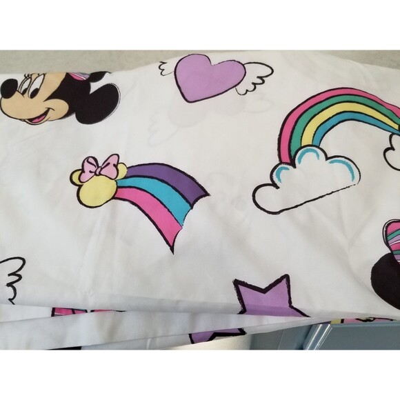 Disney Minnie Mouse rainbow dots twin size flat sheet - Picture 1 of 4